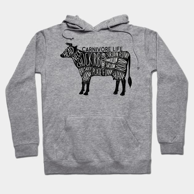 Carnivore Life Cow Cuts Hoodie by fatbastardshirts